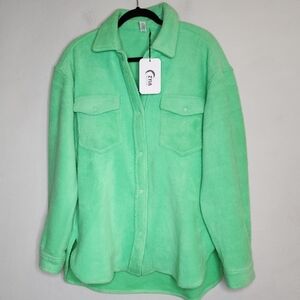 NWT‎ ZYIA Green Fleece Naya Shirt Jacket Shacket Size Large 3136 Pockets